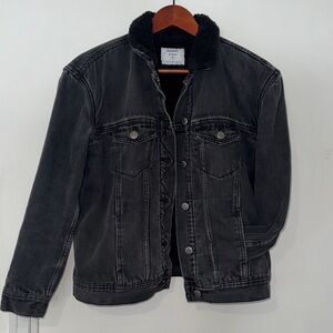 Old Navy Black Sherpa Collar Denim Jacket